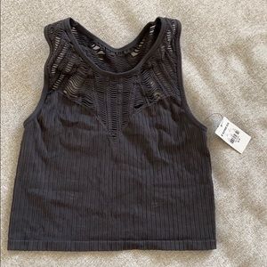 Gray/green detailed Express crop top